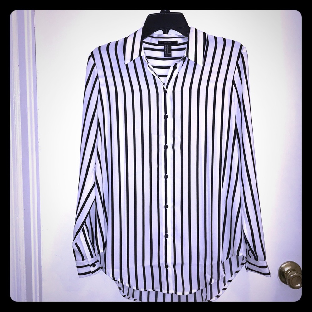 Forever21 Black & White Striped Blouse